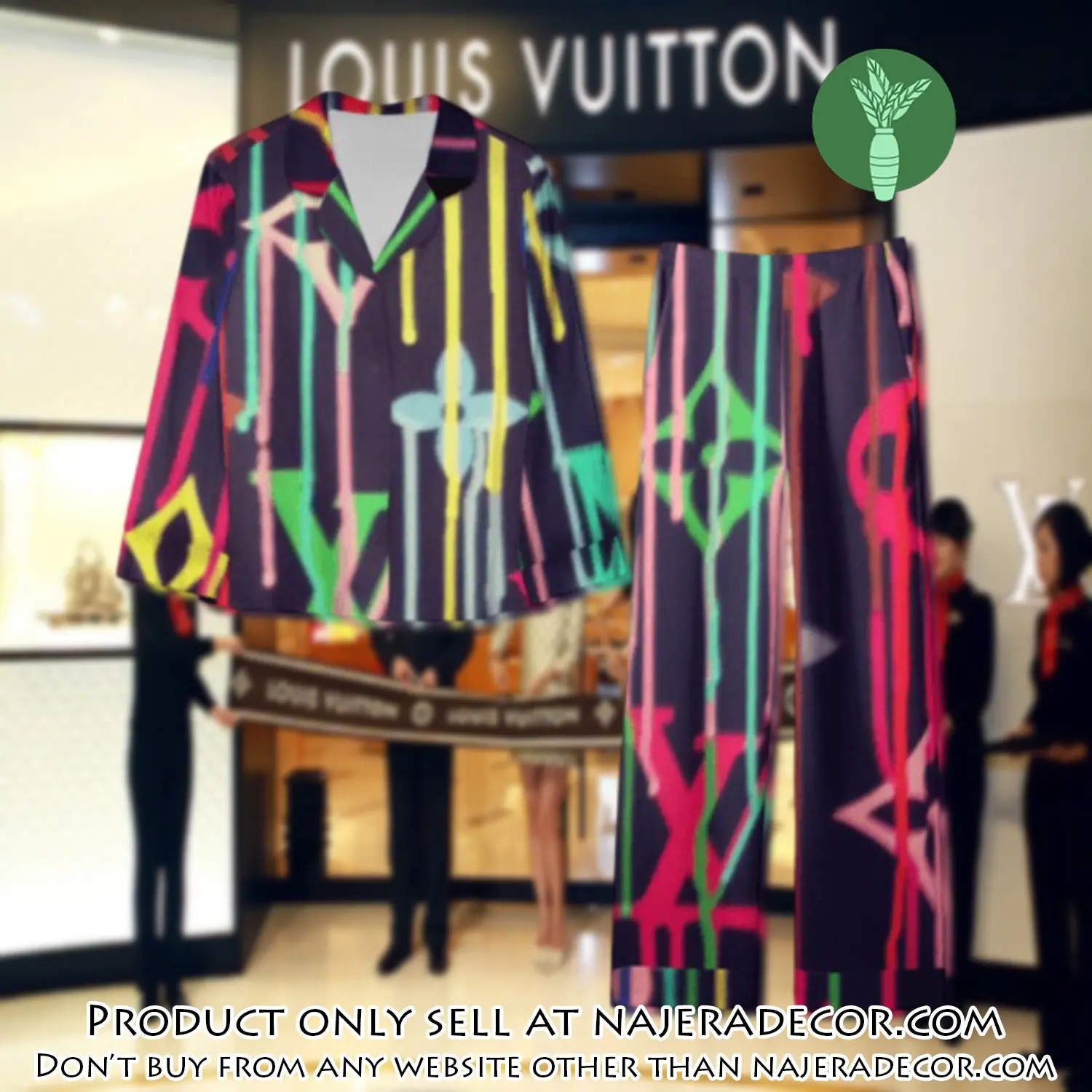 Trending luxury lv satin pajama set pjs1093 njr3800235